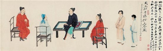 张大千 李德裕见客图 镜心 3×95cm 1947年