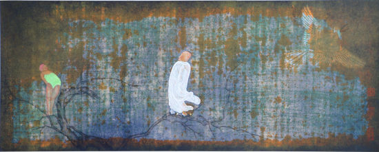 阿海，醉里春归，45×115cm，纸本水墨，2014，大中华重要化妆品行业企业家收藏