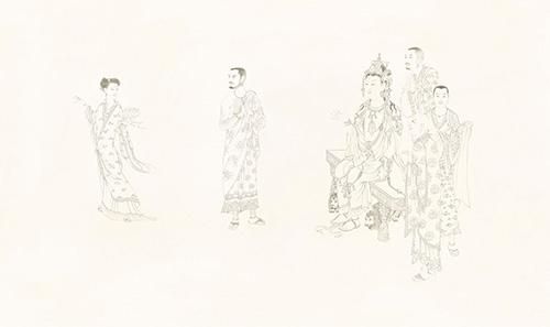 林季峰 南无大智文殊师利菩萨(说法图） 水墨 纸本 133×66cm