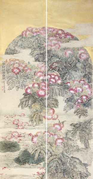 《一树红绒落阳湖》，96x178cm，2013年