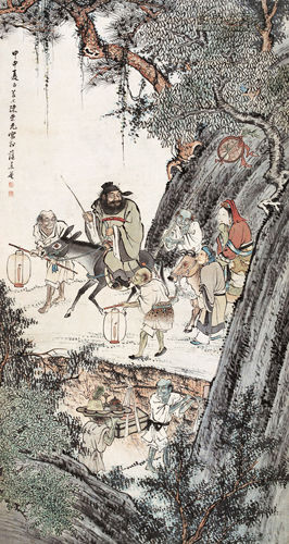 2006年3月北京荣宝拍品陈崇光《钟馗嫁妹》立轴，成交价22万元，行笔粗放，人物造型颇为夸张，有陈老莲笔意