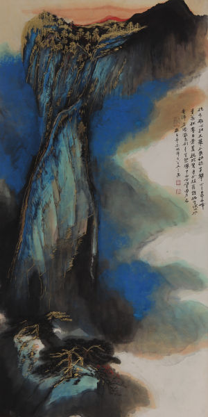 何海霞《华山日出》设色纸本 镜心　　137×69cm