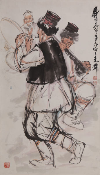 黄胄《塔吉克舞》 设色纸本 镜心　138×69cm