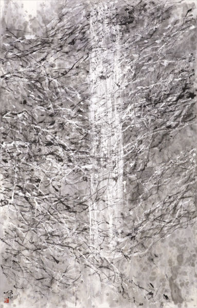 刘一原《霜枝》  纸本水墨  123cm×192cm  2011年