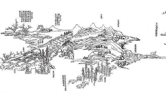 徐冰，芥子园山水卷（局部），油墨纸本