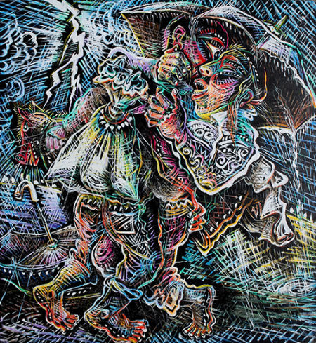 罗中立 拥抱 油彩画布 200×185cm