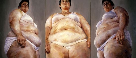 杰尼·萨维尔（Jenny Saville）作品三联画《策略》