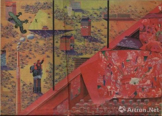 张弓 《电脑病毒》 225X185cm 画布油画 1994年