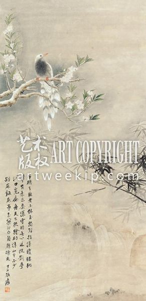 2013秋拍 张大千《桃花翠鸟》 北京荣宝供图