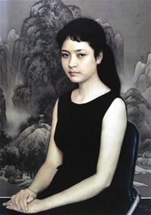 油画《青年女歌手》