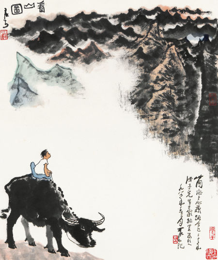 李可染 《看山图》 设色纸本镜心70×59cm  成交价：862.5万元