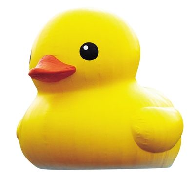 中文名：大黄鸭 巨鸭 英文名： Rubber Duck 设计师： 荷兰艺术家弗洛伦泰因·霍夫曼 主要材料：PVC橡胶 身高： 18米（世界第二高，仅次于2007年法国圣纳泽尔26米大黄鸭） 年龄：6岁（2007年诞生） 住址：园博园、颐和园 足迹： 已游历9个国家12座城市