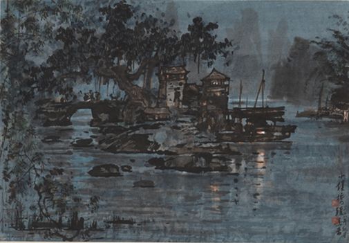 小镇桥头  31×45.5cm